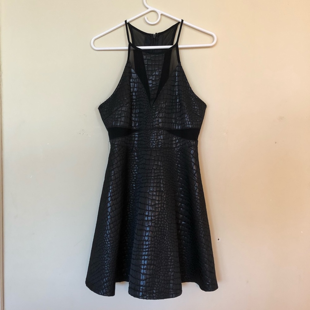 Black cutout skater dress